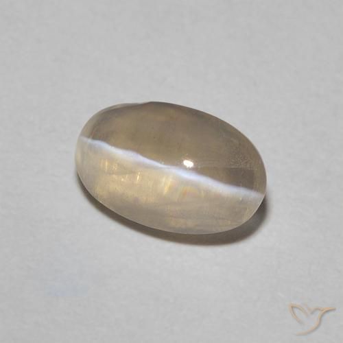 Sillimanita Olho de Gato Castanho amarelo claro Natural 0.76ct, Corte Oval, Transparente