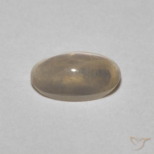 Sillimanita Olho de Gato Castanho amarelo claro Natural 0.76ct, Corte Oval, Transparente