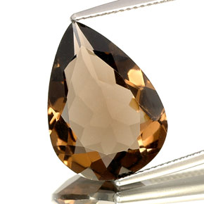 Quartzo fumê marrom natural 10,97ct, formato de pêra, VVS