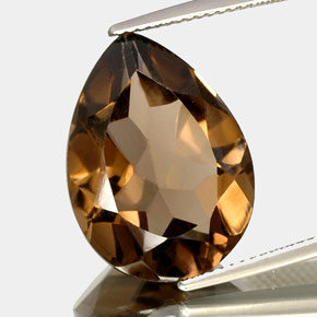Quartzo fumê marrom natural 13,49ct, formato de pêra, VVS