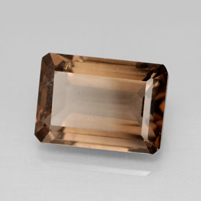 Quartzo fumê marrom natural 7,71ct, corte esmeralda, VS