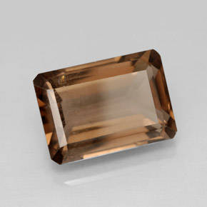 Quartzo fumê marrom natural 7,71ct, corte esmeralda, VS