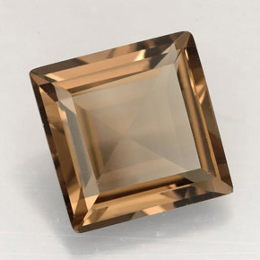 Quartzo fumê marrom natural 3,95ct, quadrado, VVS