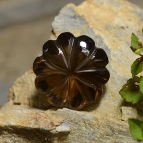 Quartzo fumê marrom natural 12,12ct, corte flor, transparente