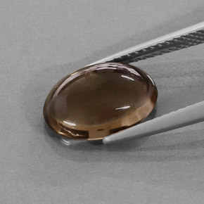 Quartzo fumê marrom natural 3,28ct, corte oval, translúcido