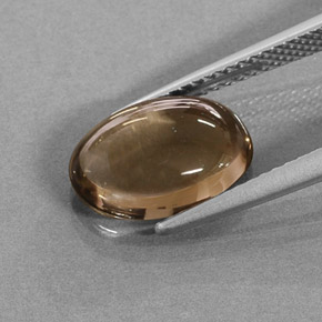 Quartzo fumê marrom natural 3,17ct, corte oval, translúcido