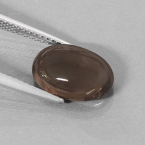 Quartzo fumê marrom natural 3,50ct, corte oval, translúcido