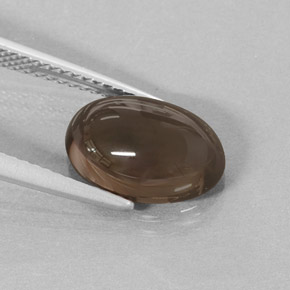 Quartzo fumê marrom natural 3,47ct, corte oval, translúcido