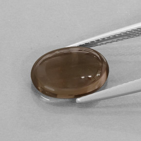 Quartzo fumê marrom natural 3,24ct, corte oval, translúcido