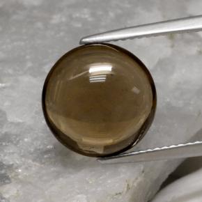 Quartzo fumê marrom natural 5,62ct, corte redondo, transparente