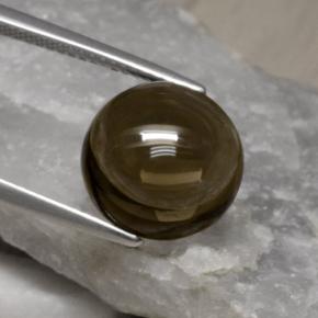 Quartzo fumê marrom natural 6,79ct, corte redondo, transparente