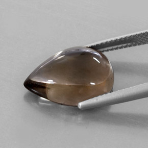 Quartzo fumê marrom natural 7,79ct, formato de pêra, transparente