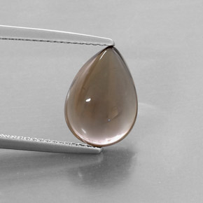 Quartzo fumê marrom natural 4,55ct, formato de pêra, transparente