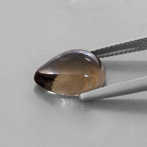 Quartzo fumê marrom natural 4,55ct, formato de pêra, transparente