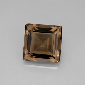 Quartzo fumê marrom natural 4,28ct, quadrado, VVS-VS