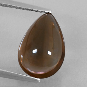 Quartzo fumê marrom natural 4,03ct, formato de pêra, transparente
