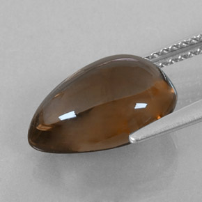 Quartzo fumê marrom natural 4,03ct, formato de pêra, transparente