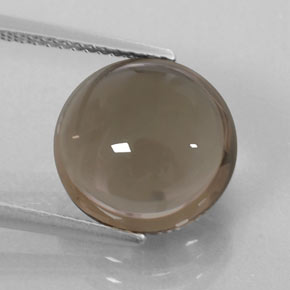 Quartzo fumê marrom natural 6,26ct, corte redondo, transparente