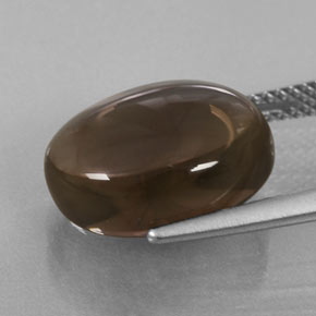 Quartzo fumê marrom natural 7,51ct, corte oval, transparente