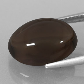 Quartzo fumê marrom natural 6,71ct, corte oval, transparente