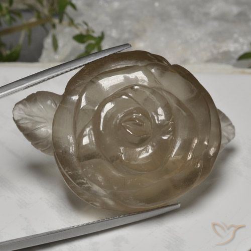97.93ct Natural Castanho muito claro Quartzo Fumê, Flor cortada, Transparente
