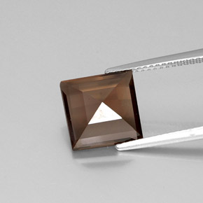 Quartzo fumê marrom natural 4,03ct, quadrado, VVS-VS