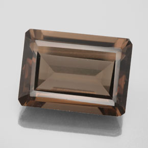 Quartzo fumê marrom natural 13,71ct, corte esmeralda, VS