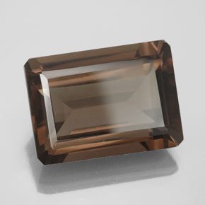 Quartzo fumê marrom natural 13,71ct, corte esmeralda, VS
