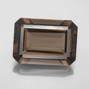 Quartzo fumê marrom natural 12,60ct, corte esmeralda, VS