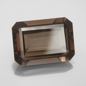 Quartzo fumê marrom natural 12,60ct, corte esmeralda, VS