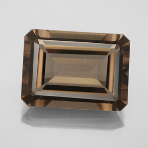 Quartzo fumê marrom natural 12,75ct, corte esmeralda, VS