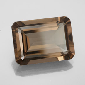 Quartzo fumê marrom natural 12,75ct, corte esmeralda, VS