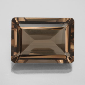 Quartzo fumê marrom natural 14,61ct, corte esmeralda, VS