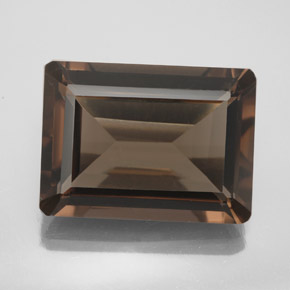 Quartzo fumê marrom natural 13,44ct, corte esmeralda, VS