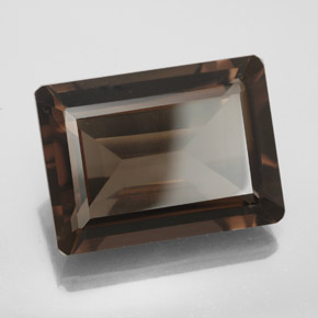 Quartzo fumê marrom natural 13,44ct, corte esmeralda, VS