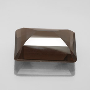 Quartzo fumê marrom natural 13,44ct, corte esmeralda, VS