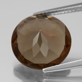 Quartzo fumê marrom natural 7,25ct, corte redondo, VS