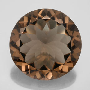 Quartzo fumê marrom natural 21,68ct, corte redondo, VS