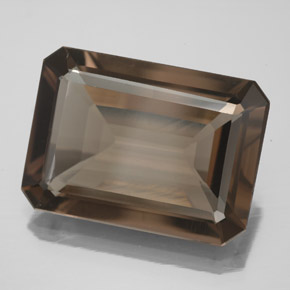 Quartzo fumê marrom natural 10,70ct, corte esmeralda, VS