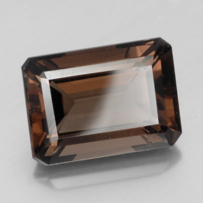 Quartzo fumê marrom natural 16,65ct, corte esmeralda, VS