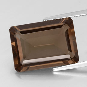 Quartzo fumê marrom natural 12,92ct, corte esmeralda, VVS-VS