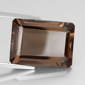 Quartzo fumê marrom natural 12,92ct, corte esmeralda, VVS-VS