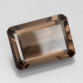 Quartzo fumê marrom natural 13,06ct, corte esmeralda, VVS-VS
