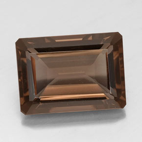 Quartzo fumê marrom natural 14,50ct, corte esmeralda, VVS-VS