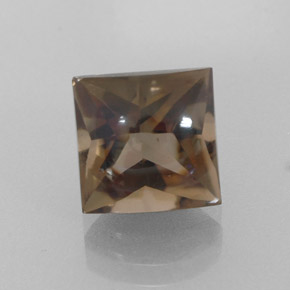 Quartzo fumê marrom natural 4,37ct, quadrado, transparente