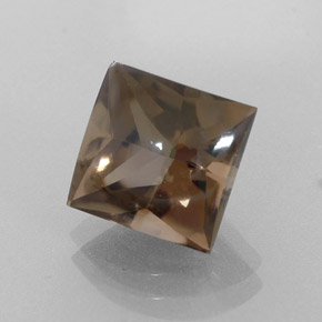 Quartzo fumê marrom natural 4,37ct, quadrado, transparente