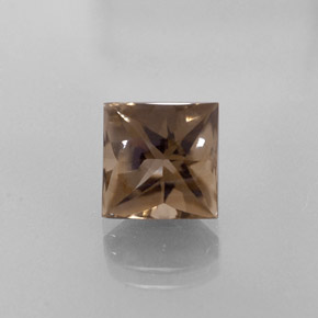 Quartzo fumê marrom natural 4,51ct, quadrado, transparente