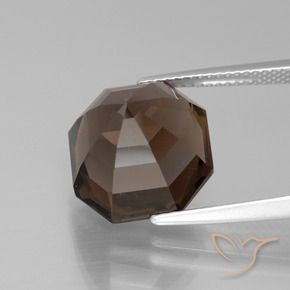 Quartzo Fumê Umber Brown Natural 9.97ct, Corte Octógono / Esmeralda, VVS-VS