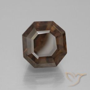 Quartzo Fumê Umber Brown Natural 9.02ct, Corte Octógono / Esmeralda, VS