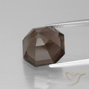 Quartzo Fumê Umber Brown Natural 8.98ct, Corte Octógono / Esmeralda, VVS